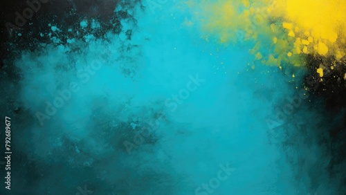 Cyan Teal yellow black grey, grainy noise grungy a rough abstract background