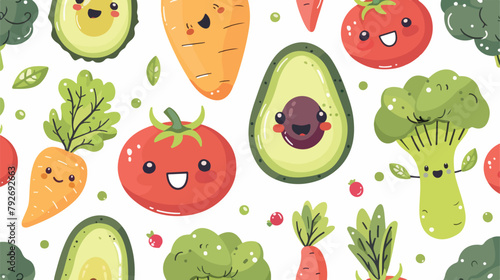 Fototapeta Naklejka Na Ścianę i Meble -  Cute funny vegetables seamless pattern background.