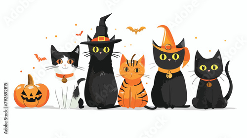 Cute Halloween cats disguised in funny costumes
