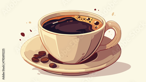 Tasty espresso coffe cup 2d flat cartoon vactor ill