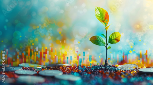 plant growing with graph in...