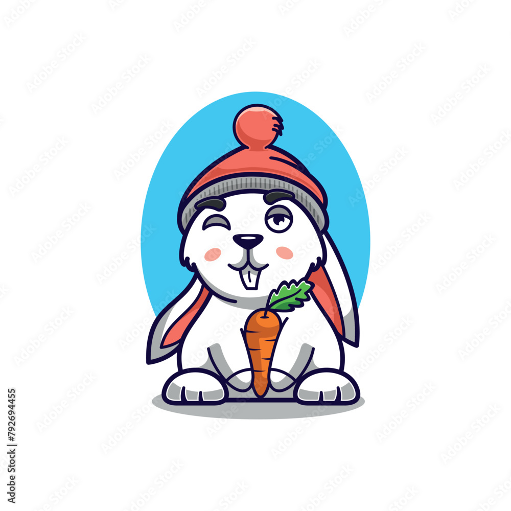 simple mascot logo rabbit character design	