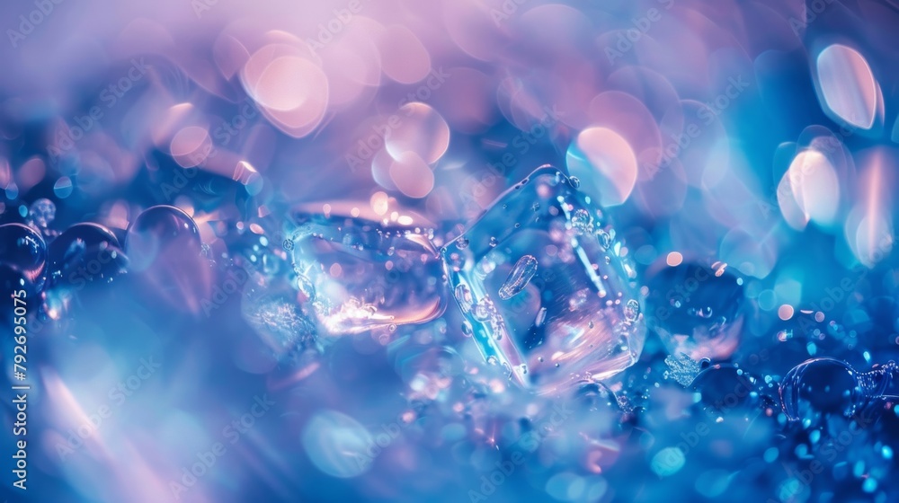 Macro shot of water droplets with colorful bokeh lights, creating an abstract background. Macro shot of water droplets with colorful bokeh lights, creating an abstract background.