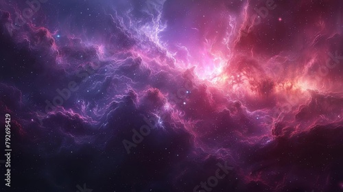 A beautiful space nebula with bright pink and purple colors. photo