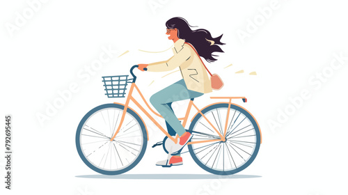 Woman on bike. Young girl on bicycle side profile  © Hassan