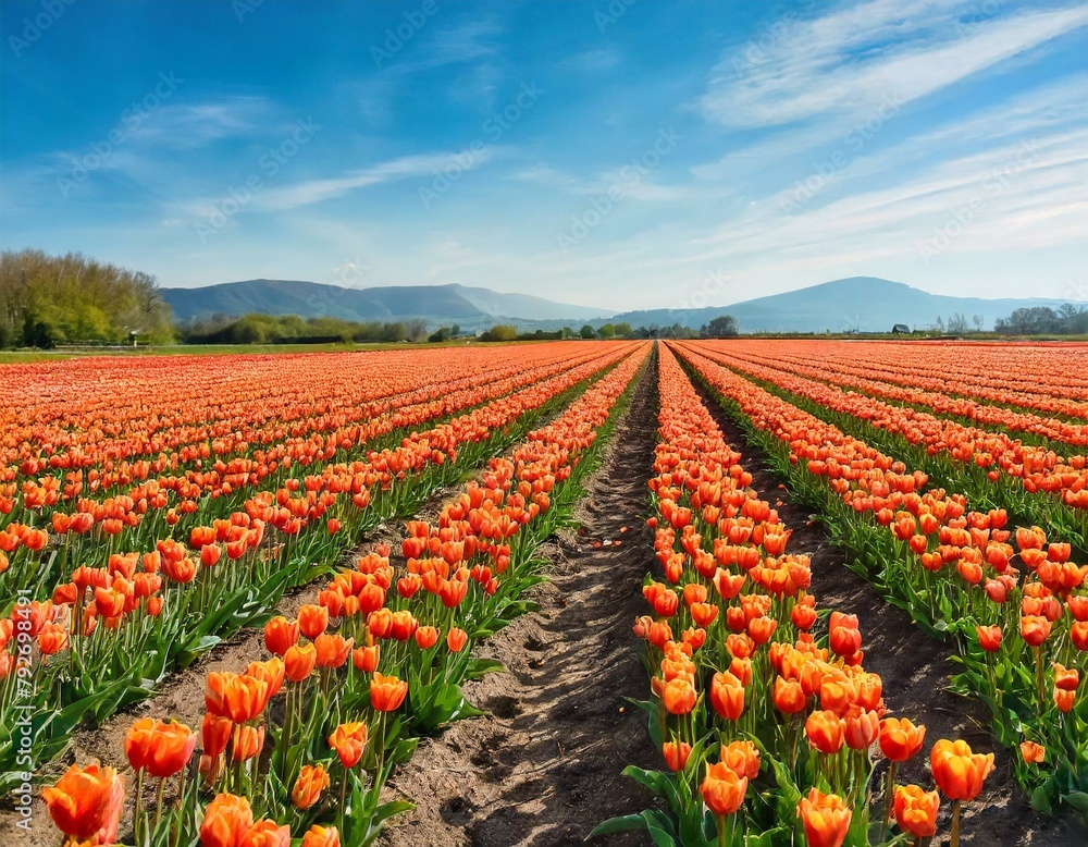 Orange Tulpen feld auf dem Land 