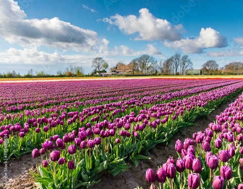 Lila Tulpen feld auf dem Land  photo