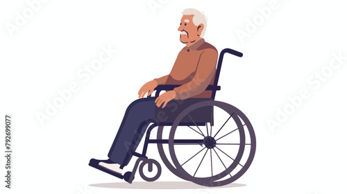 Elderly man on wheelchair. Vector flat style illustration
