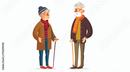 Elderly woman and man isolated. Vector flat style car