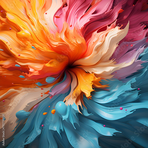 abstract background of paint in blue. orange. pink and yellow colors