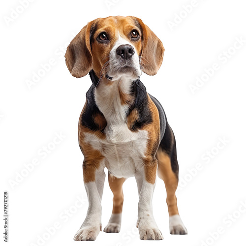 beagle standing full body on side isolated on transparent background