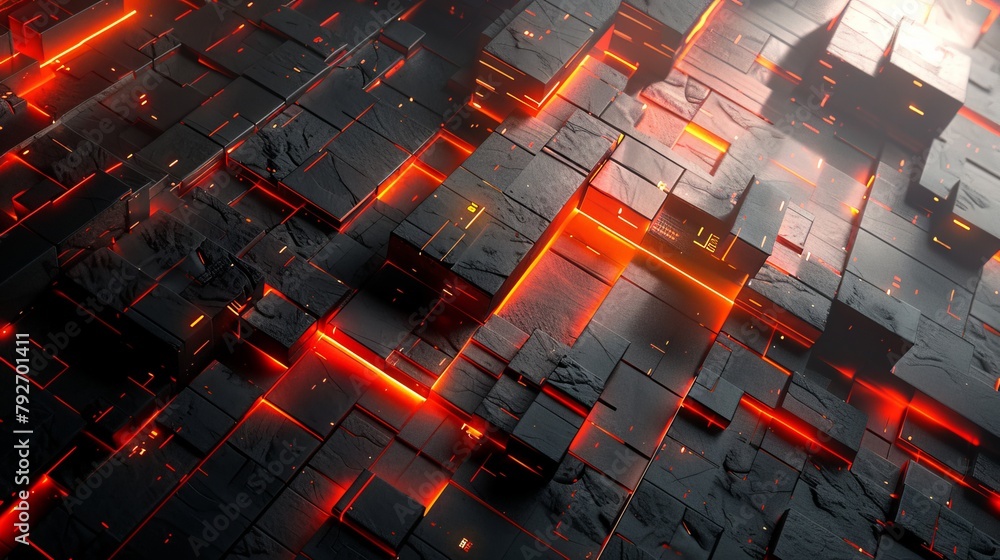 Abstract background with squares, black red, technology, modern, power, graphic, Generative Ai. Abstract background with squares, black red, technology, modern, power, graphic, Generative Ai.