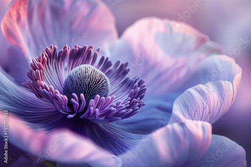 Close up of a blooming purple petaled flower  photo