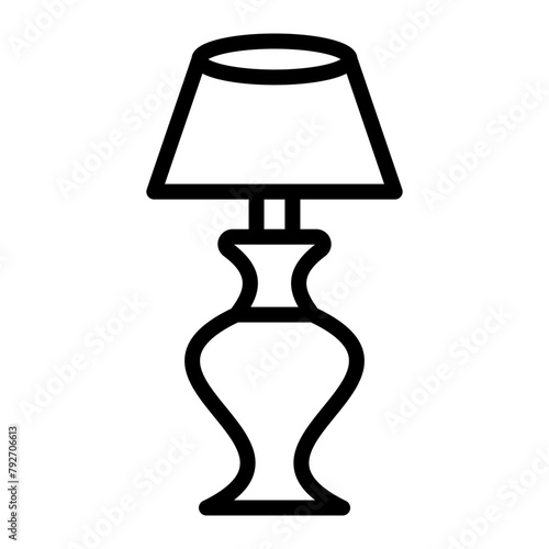 Table Lamp Vector Line Icon Design