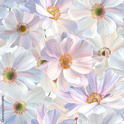 Cosmos Cascade  Use acrylics to paint delicate cosmos flowers  capturing their dainty blooms and ethereal beauty in a captivating pattern.