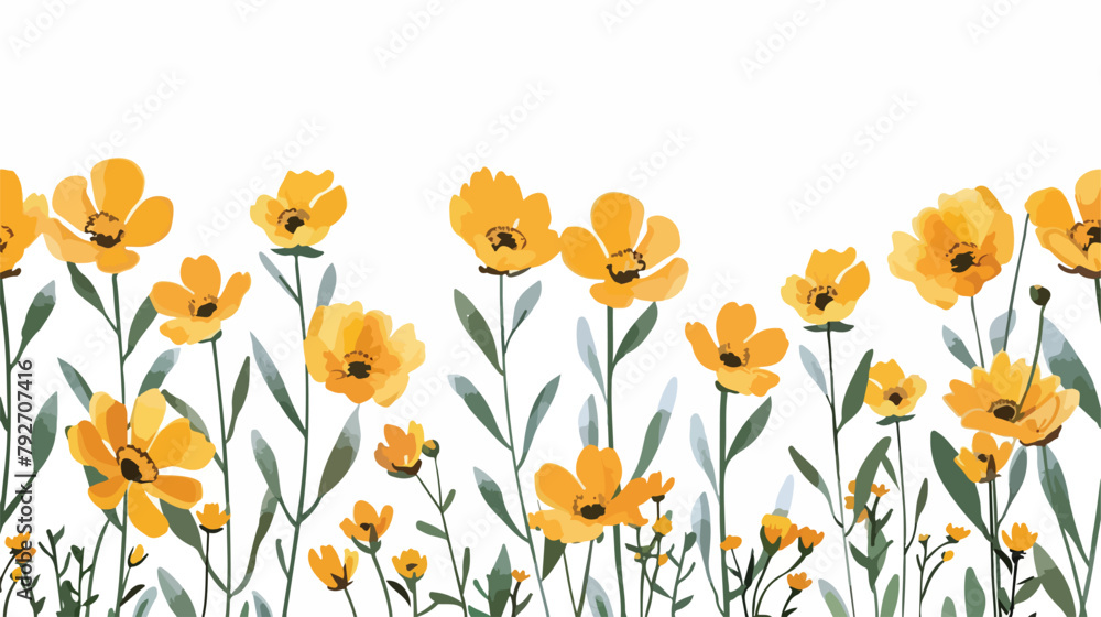 Yellow Flower Illustration. Horizontal botanical background