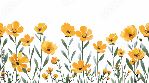 Yellow Flower Illustration. Horizontal botanical background