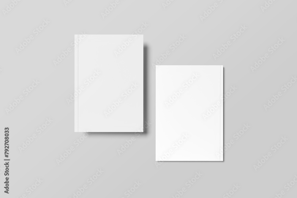 two magazines with blank mockup backgrounds with a light grey color two magazines with blank mockup backgrounds with a light grey color