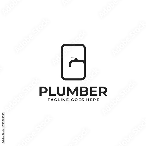 Plumber logo design illustration idea © Brandingasik