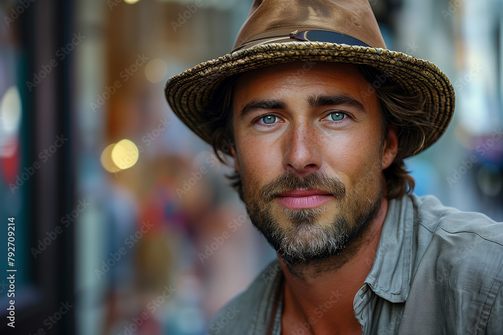 Handsome tourist in hat Handsome tourist in hat