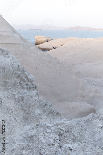 Sarakiniko characteristic landscape in Milos, Cyclades, Greece photo