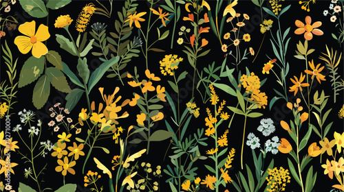 Floral seamless pattern with beautiful wild blooming