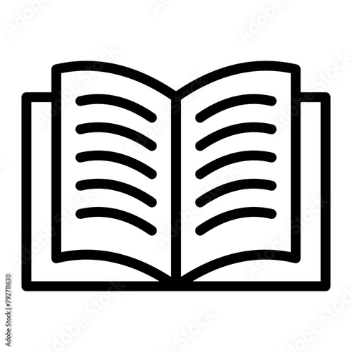 Open Book Vector Line Icon Design