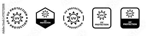 UV Protection Sign. Ultraviolet rays protection - vector labels.