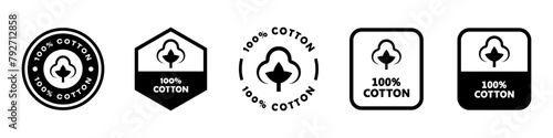 100 percent cotton - vector signs for clothes.