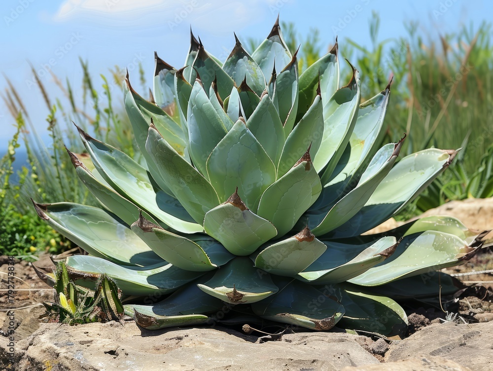Fototapeta premium Agave in Front of Mountains