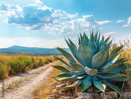 Agave in Front of Mountains photo