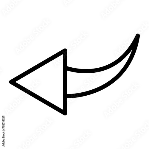 Curved Left Vector Line Icon Design