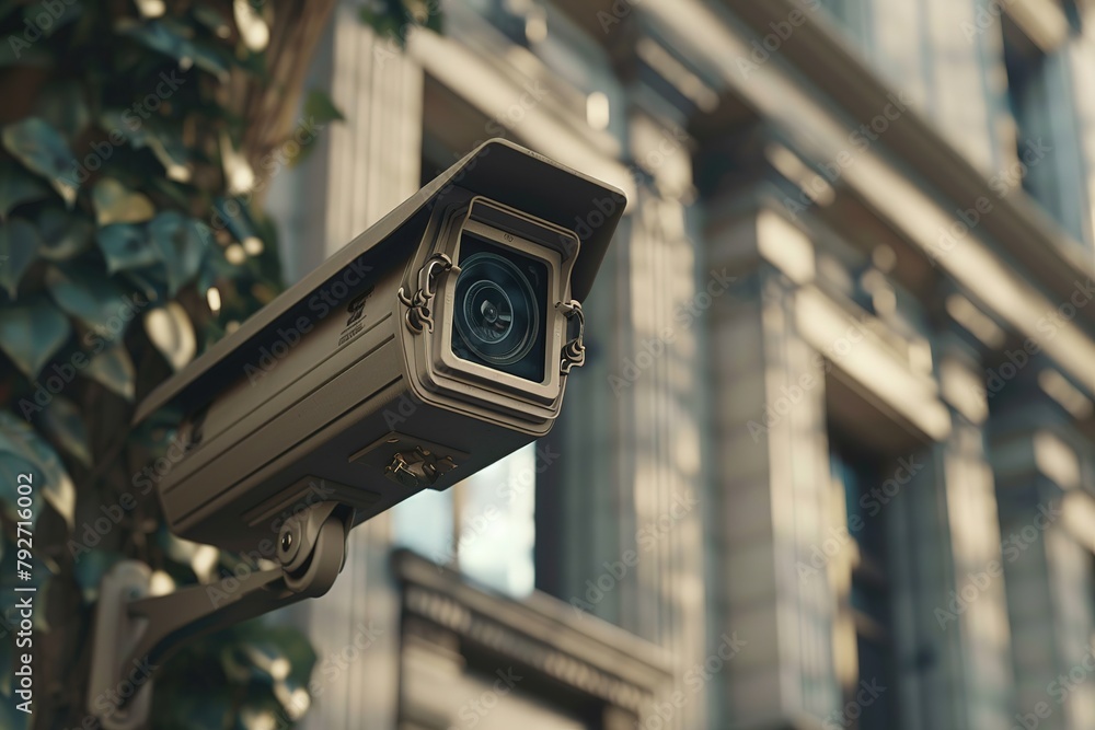 Surveillance camera on the building, Close-up, Ai generated Surveillance camera on the building, Close-up, Ai generated