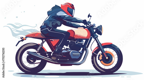 Young man riding a motorcycle. Vector flat style illustration © Hassan
