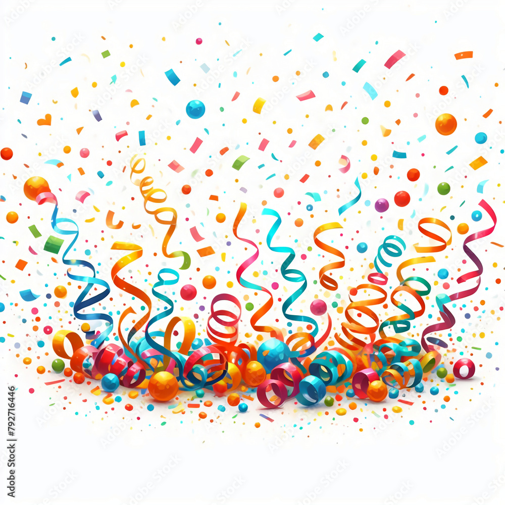 Obraz premium Vibrant Confetti Celebration: A lively and colorful illustration capturing the excitement of confetti, perfect for adding a festive touch to your designs and celebrations