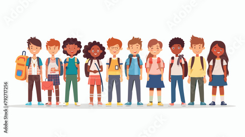 Group of school children isolated. background to school. vector