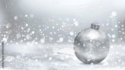 Silver Christmas ball. Vector background.