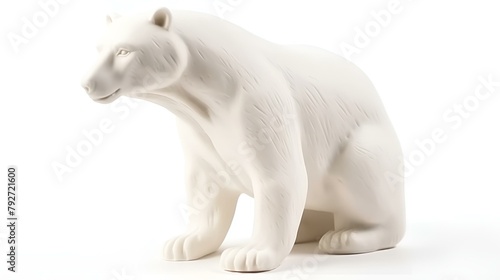 A white polar bear figurine isolated on a pure white