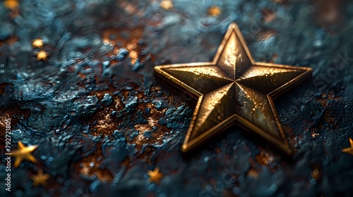 A realistic star icon on a solid background