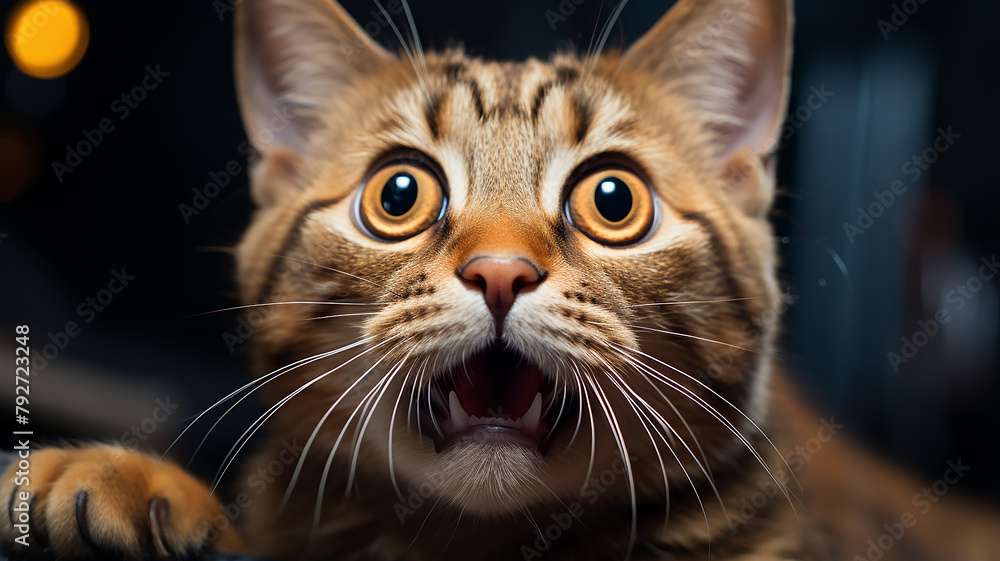 emotion fear, portrait of a cat with big eyes, emotional look of an animal emotion fear, portrait of a cat with big eyes, emotional look of an animal
