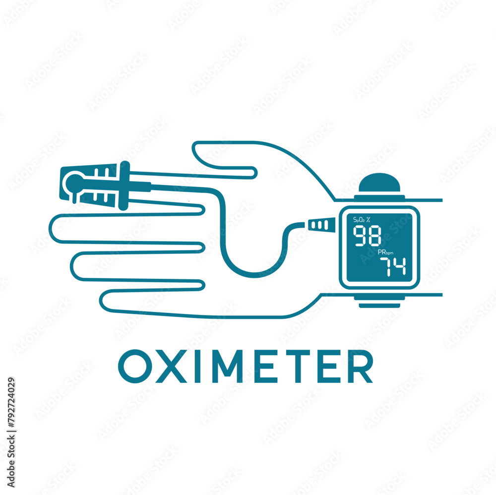illustration of oximeter, a tool for monitoring oxygen levels in the blood. illustration of oximeter, a tool for monitoring oxygen levels in the blood.