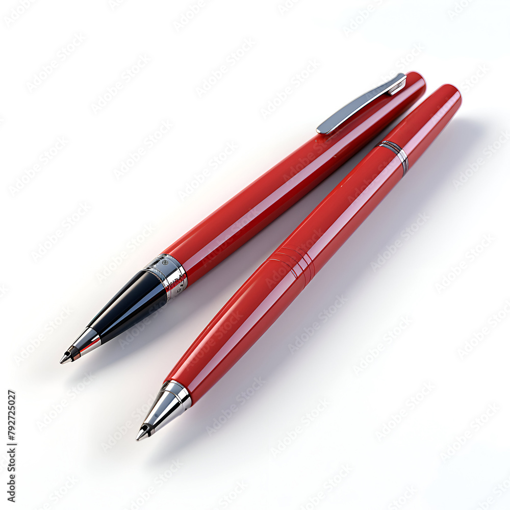 Red pens isolated on a white background. 3d render image. Red pens isolated on a white background. 3d render image.