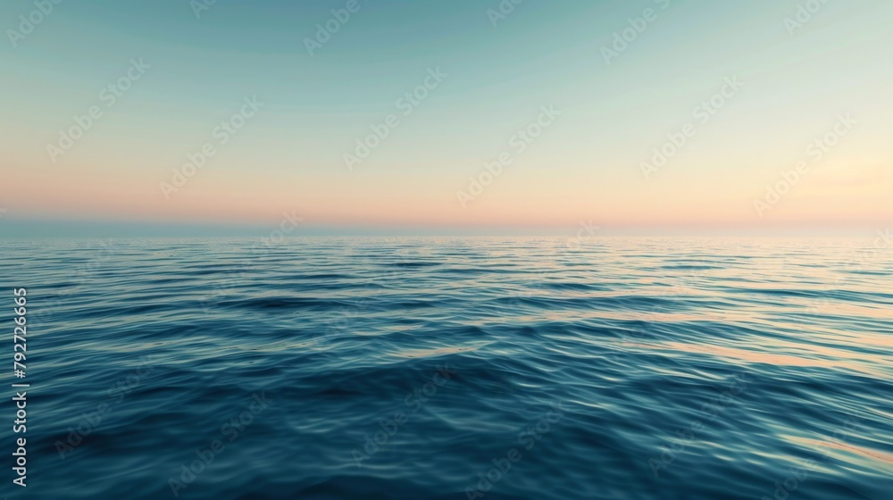 Obraz premium Blurry sunset sky reflected on fluid surface of large body of water