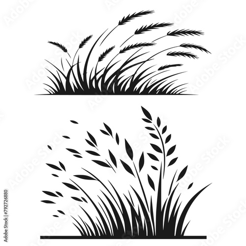 Grass vector silhouette isolated on white background