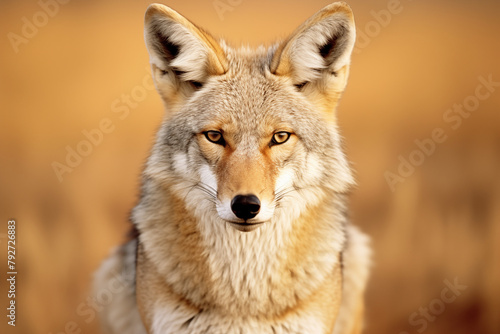 Alert Coyote at the Rocky Mountain Arsenal National Wildlife Refuge near Denver, Colorado, USA; Colorado, United States of America (Canis latrans)