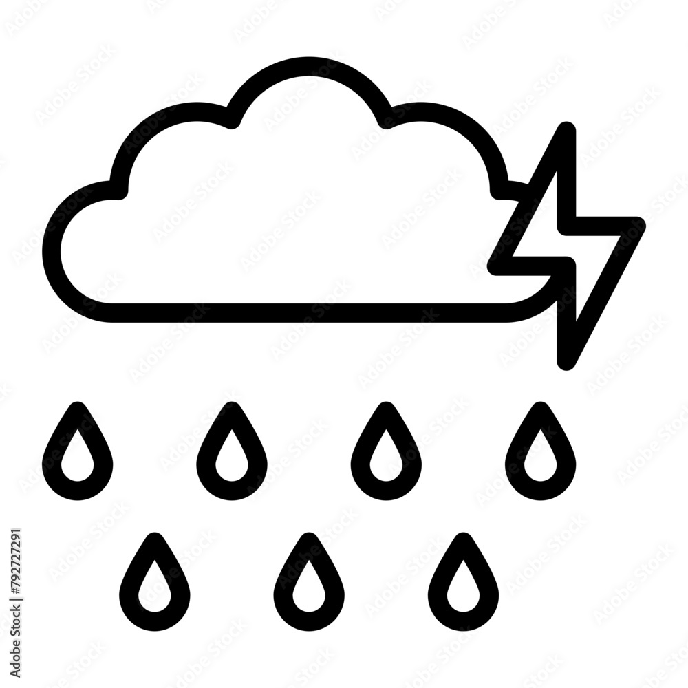 Rain Vector Line Icon Design Rain Vector Line Icon Design