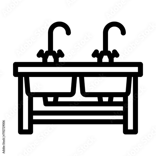 sinks restaurant equipment line icon vector. sinks restaurant equipment sign. isolated contour symbol black illustration