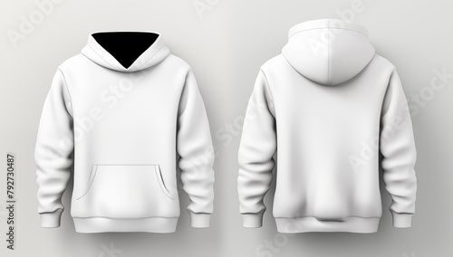 White hoodie long sleeve sweatshirt mockup temple white background Men's blank hoodie template mockup design for printing