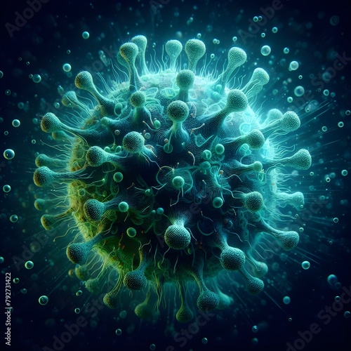 Coronavirus 2019nCov novel coronavirus concept resposible for SARSCoV2 outbreak and coronaviruses influenza as dangerous flu strain cases as a pandemic Microscope virus close up
 photo