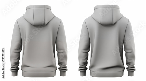 Plain white hoodie mockup Set of white front and back view long sleaves branding stylish template